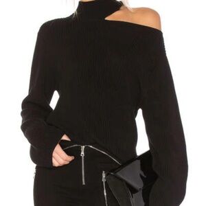 New RtA Langley Sweater Womens S Black Cotton Cut Out Long Sleeve Revolve